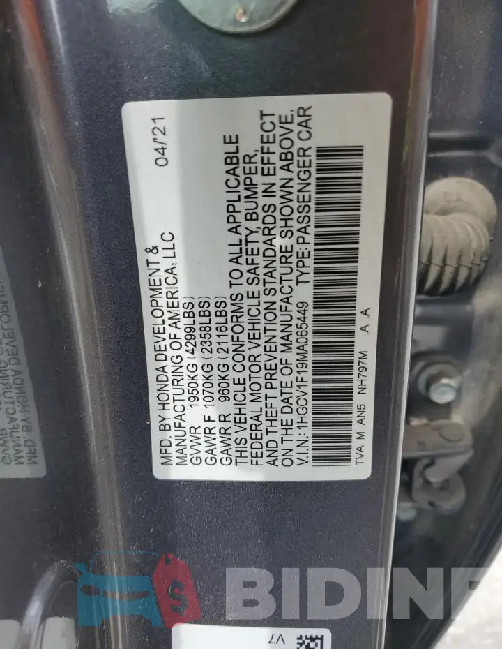 1HGCV1F19MA065449 Photo# 13