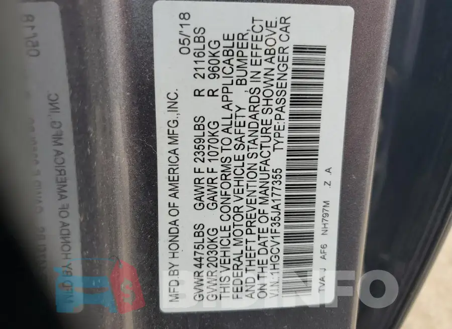 1HGCV1F35JA177355 Photo# 12