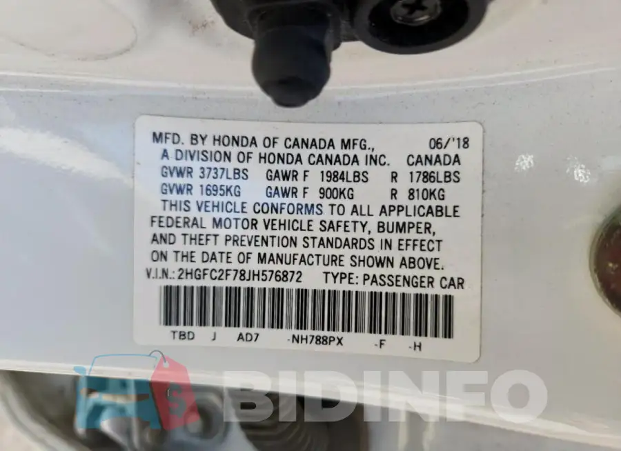 2HGFC2F78JH576872 Photo# 12