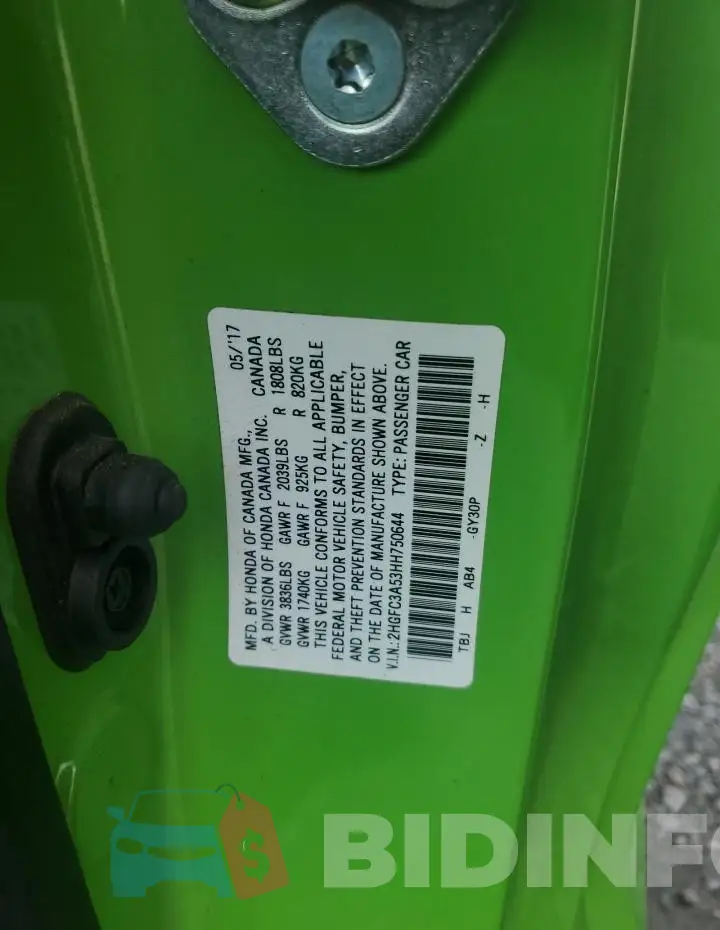 2HGFC3A53HH750644 Photo# 12
