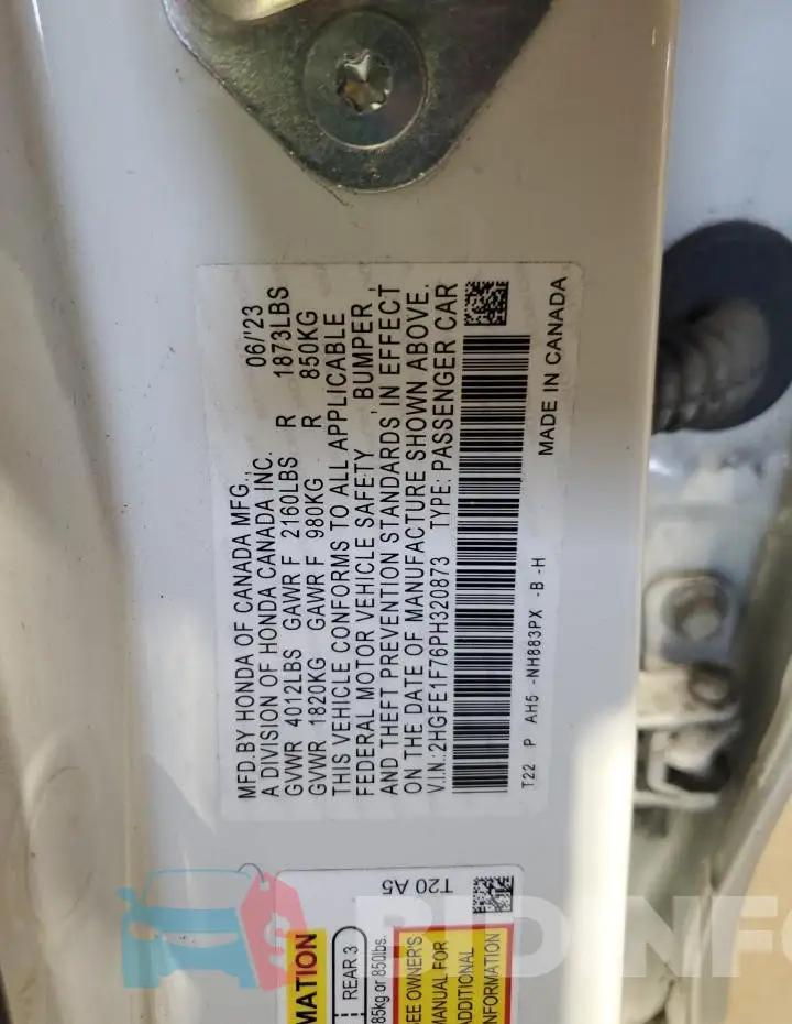 2HGFE1F76PH320873 Photo# 12
