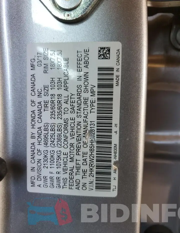 2HKRW2H85HH628131 Photo# 12
