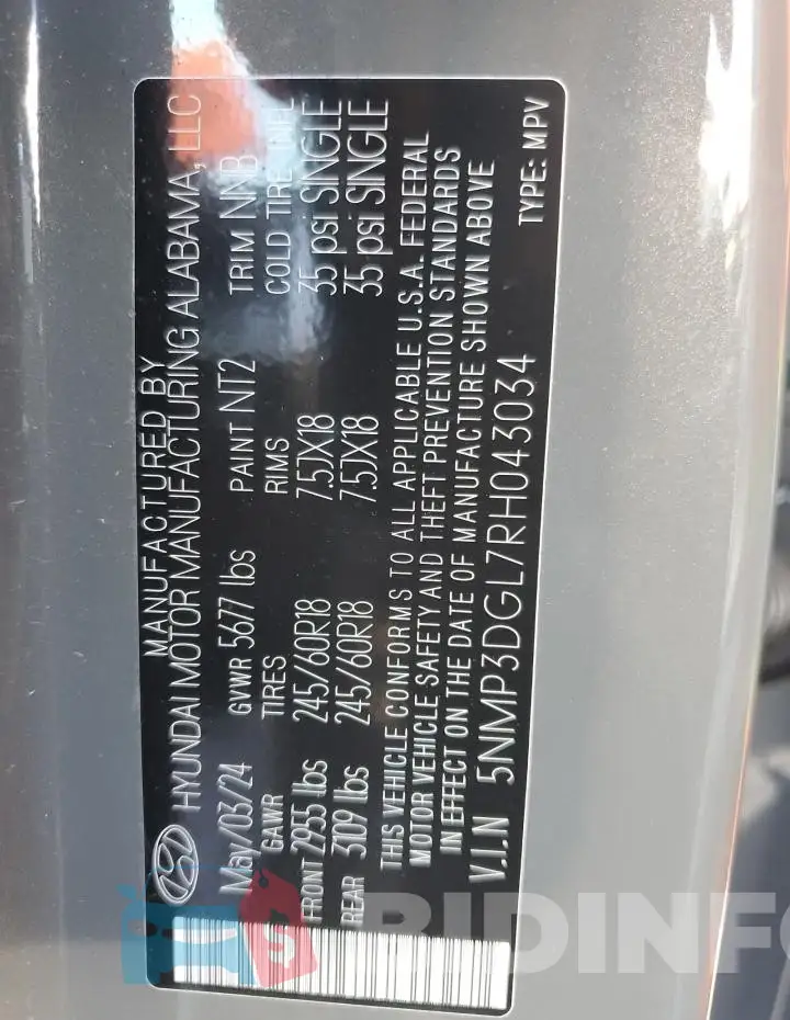 5NMP3DGL7RH043034 Photo# 12
