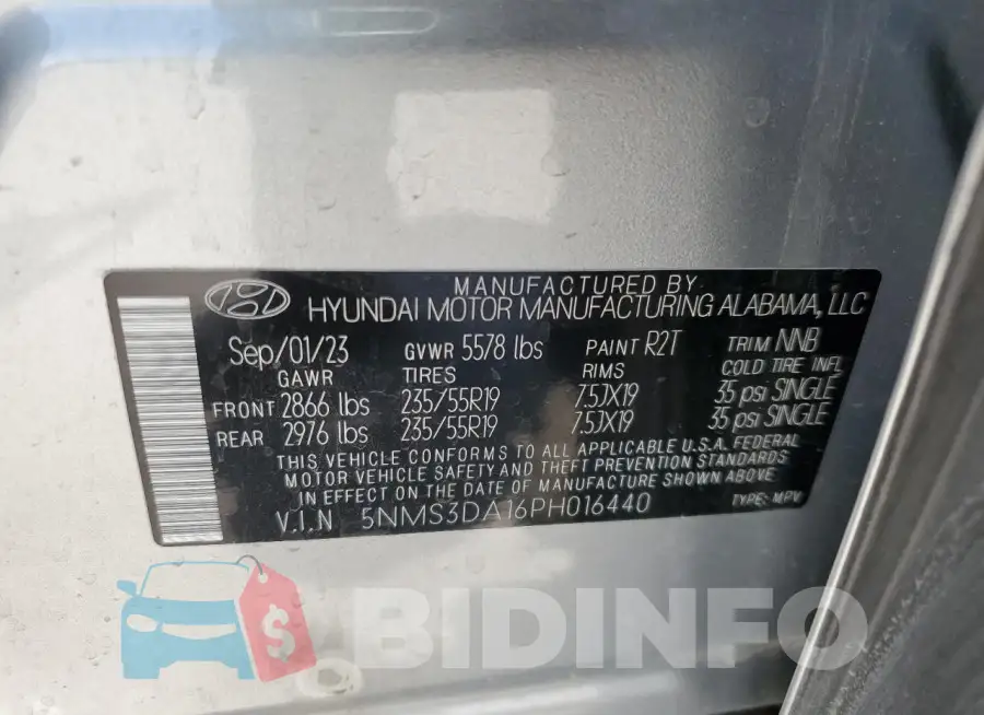 5NMS3DA16PH016440 Photo# 13