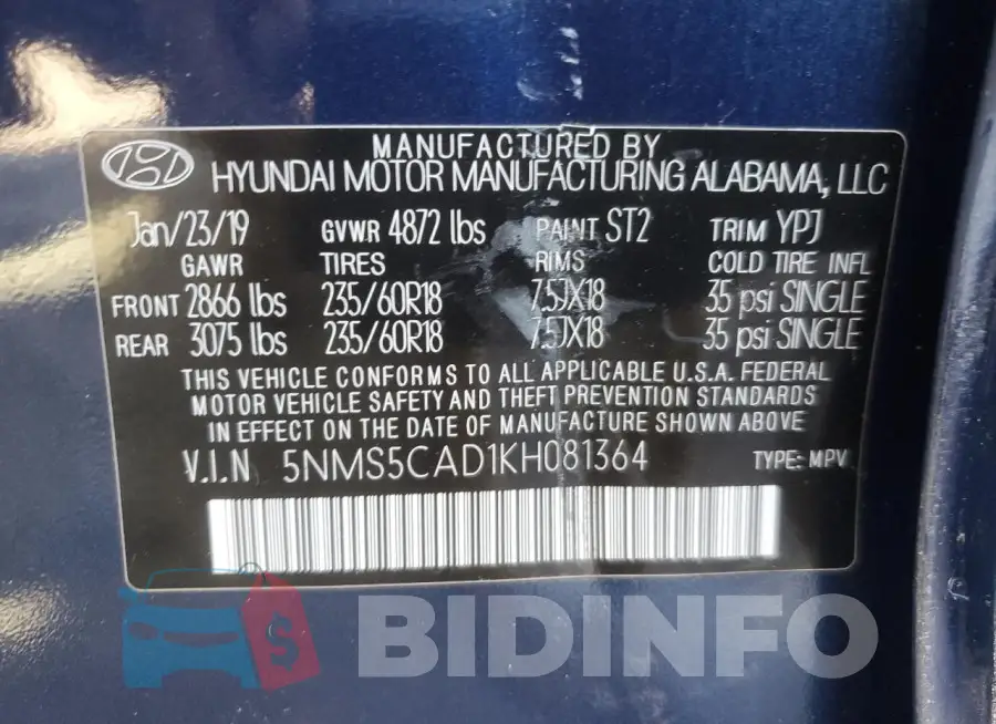 5NMS5CAD1KH081364 Photo# 13