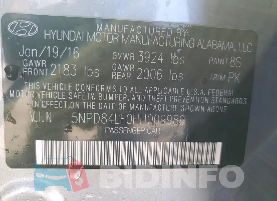 5NPD84LF0HH009989 Photo# 13