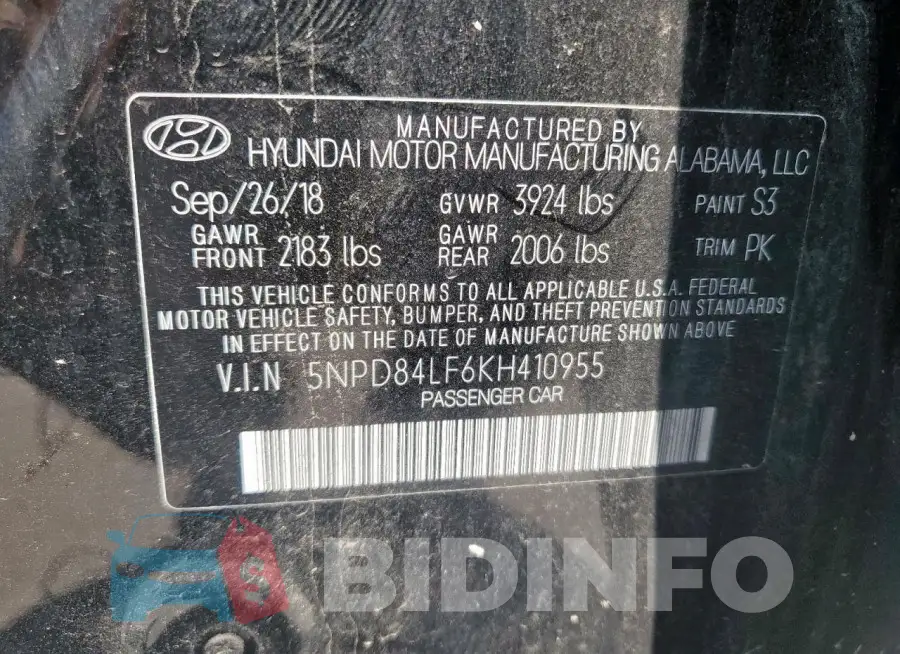 5NPD84LF6KH410955 Photo# 12
