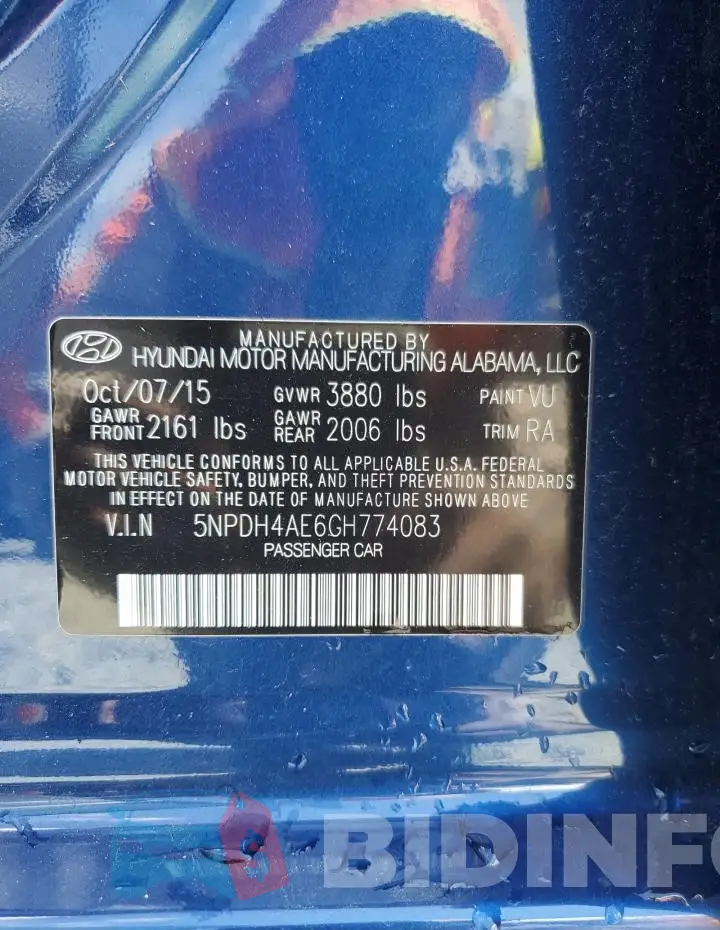 5NPDH4AE6GH774083 Photo# 12