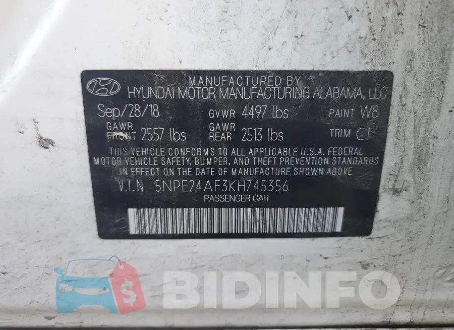 5NPE24AF3KH745356 Photo# 13