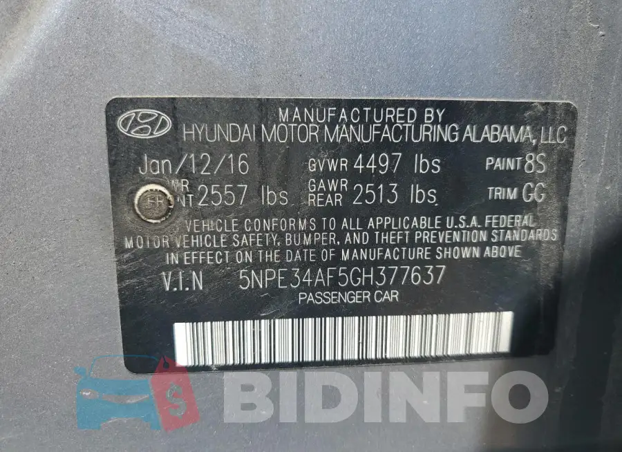 5NPE34AF5GH377637 Photo# 12