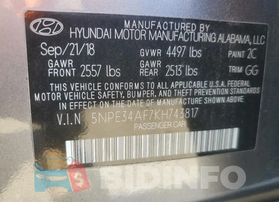 5NPE34AF7KH743817 Photo# 12