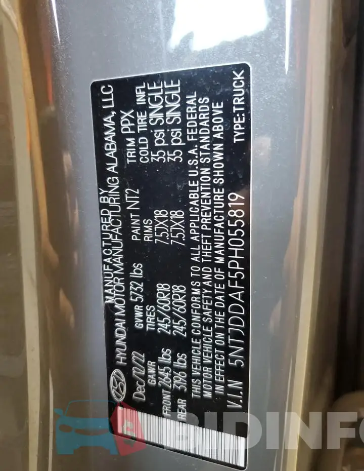 5NTJDDAF5PH055819 Photo# 12