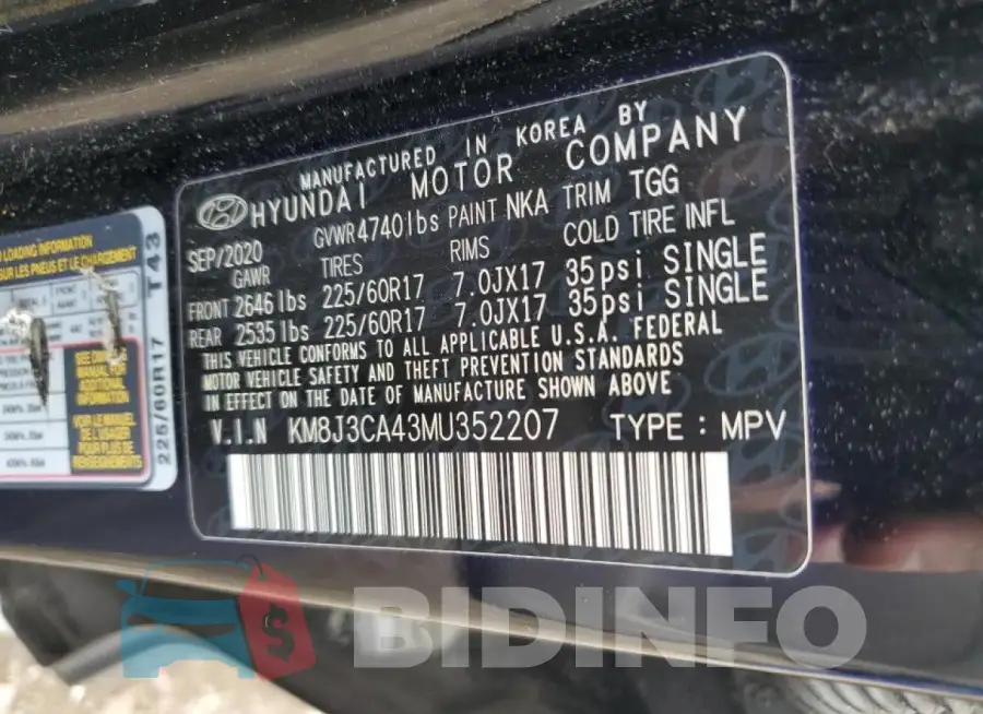 KM8J3CA43MU352207 Photo# 13