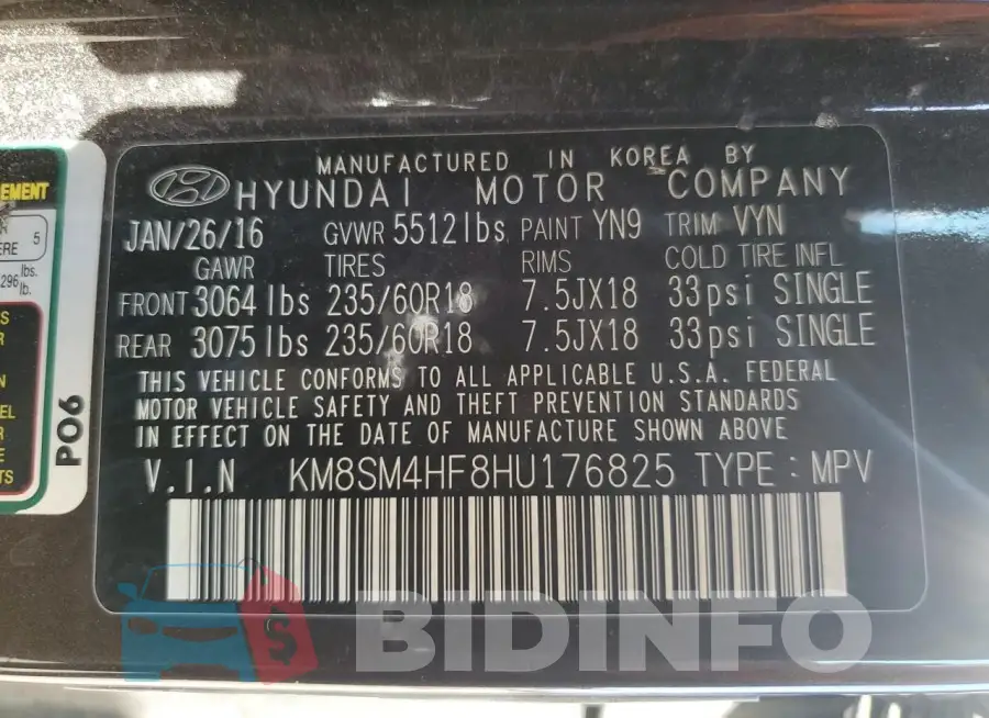 KM8SM4HF8HU176825 Photo# 13