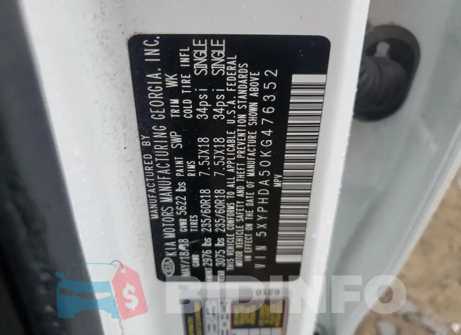 5XYPHDA50KG476352 Photo# 13