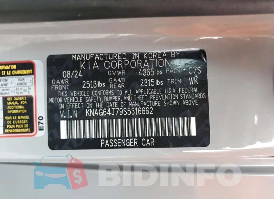 KNAG64J79S5316662 Photo# 12