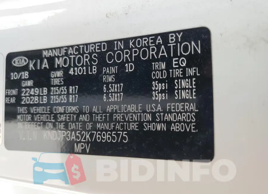 KNDJP3A52K7696575 Photo# 14