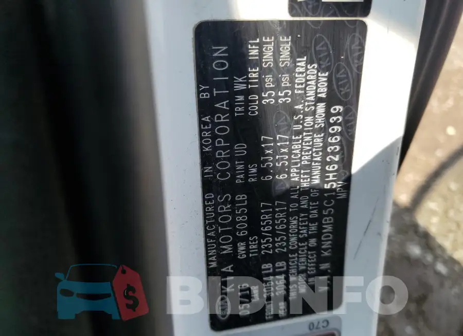 KNDMB5C15H6236939 Photo# 13