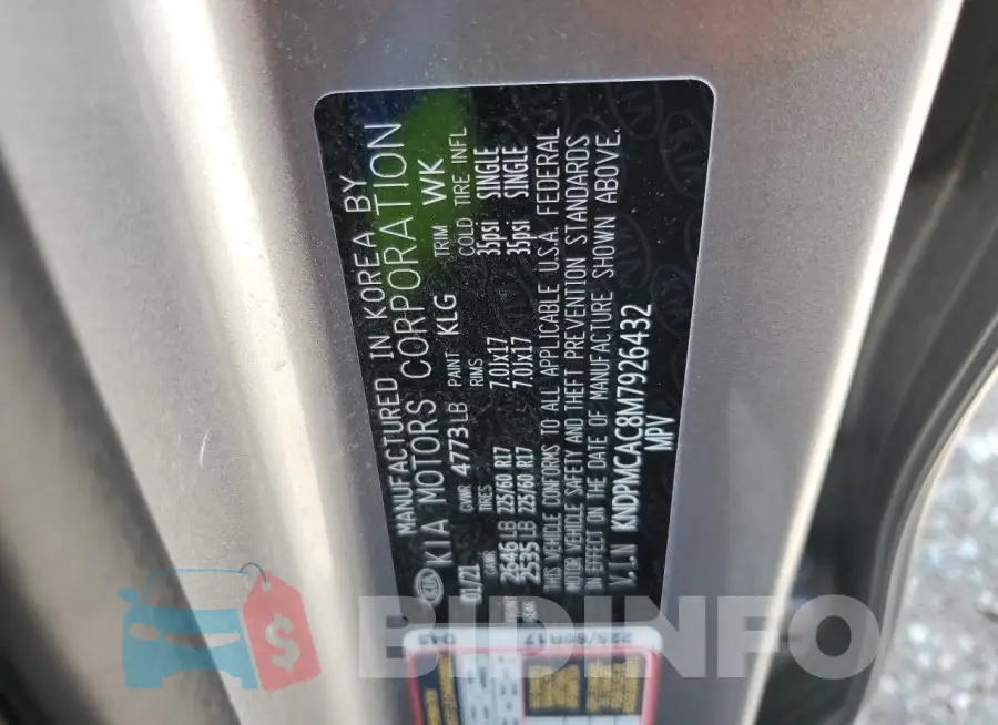KNDPMCAC8M7926432 Photo# 13
