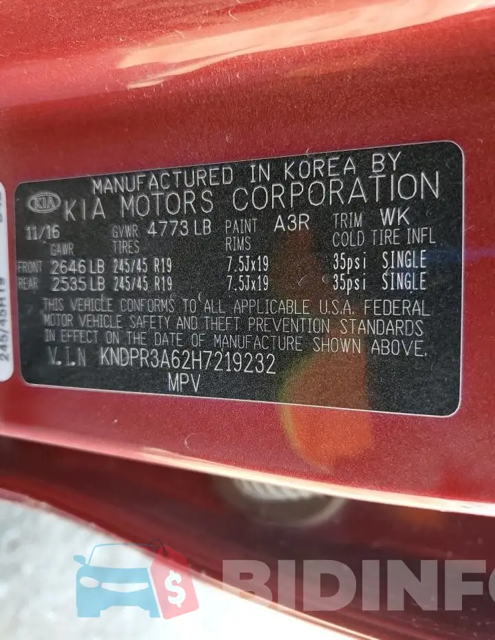 KNDPR3A62H7219232 Photo# 13