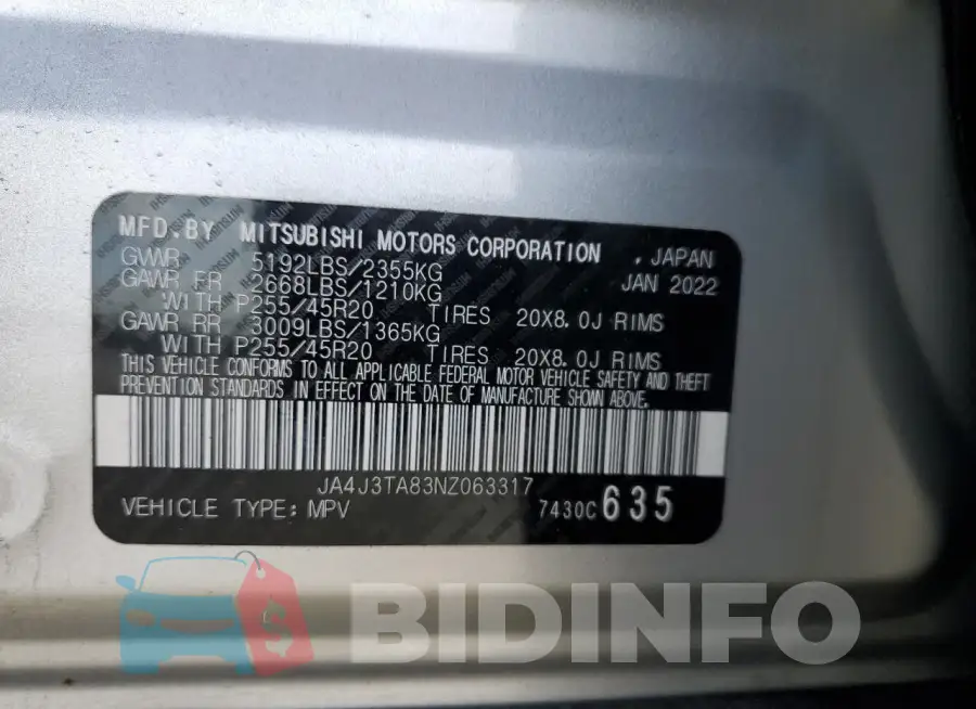 JA4J3TA83NZ063317 Photo# 13