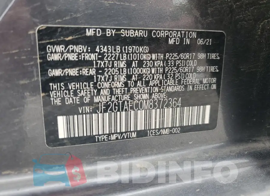 JF2GTAEC0M8372364 Photo# 13