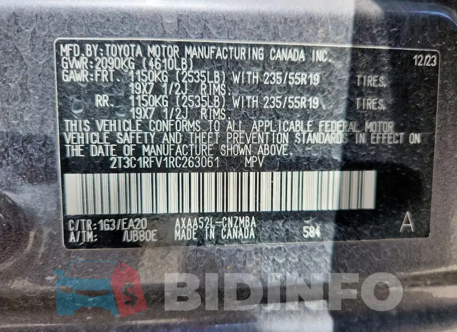 2T3C1RFV1RC263061 Photo# 14