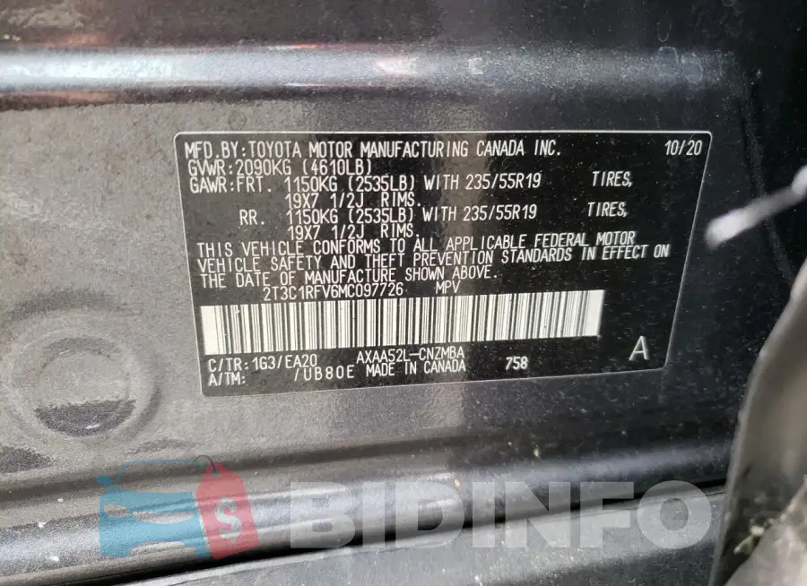 2T3C1RFV6MC097726 Photo# 13