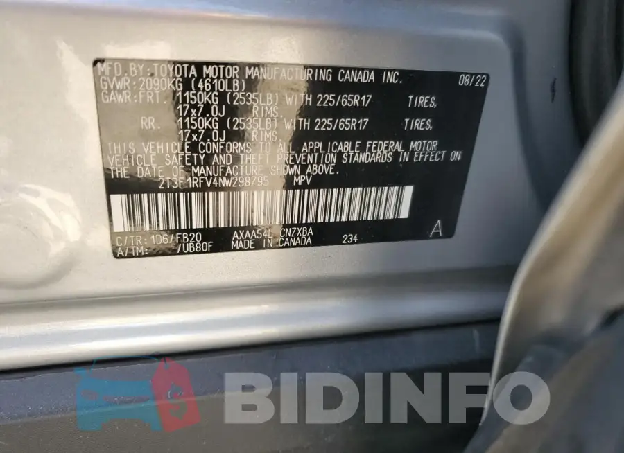 2T3F1RFV4NW298795 Photo# 13