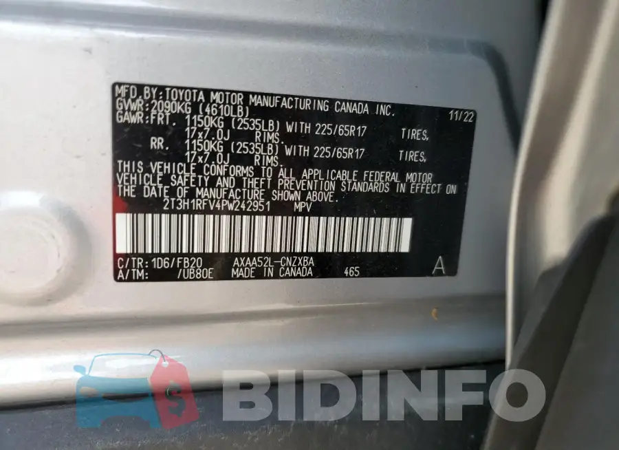 2T3H1RFV4PW242951 Photo# 14