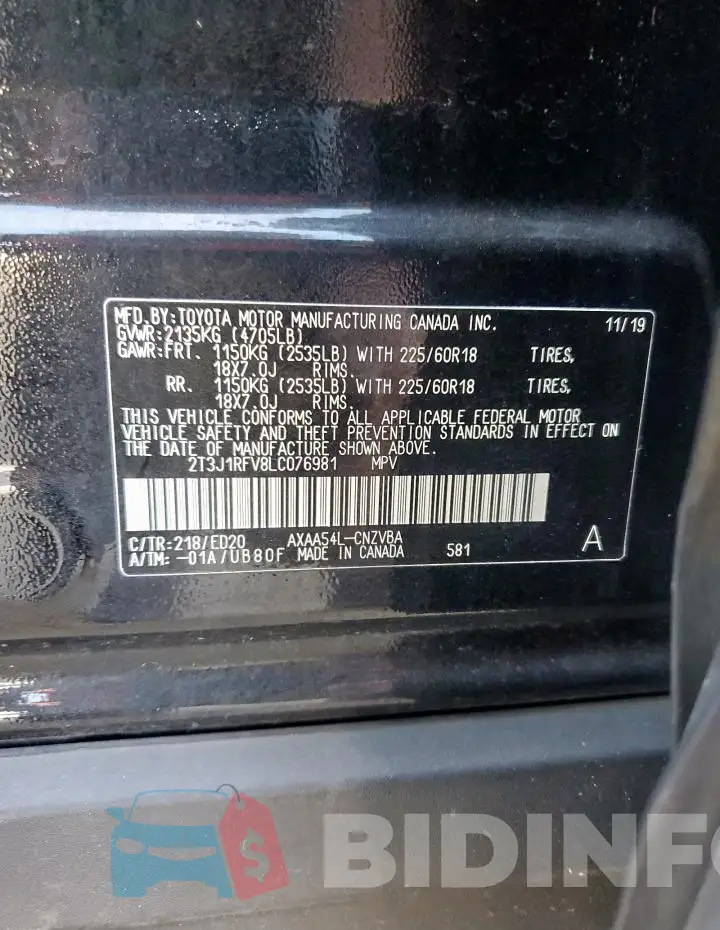 2T3J1RFV8LC076981 Photo# 12
