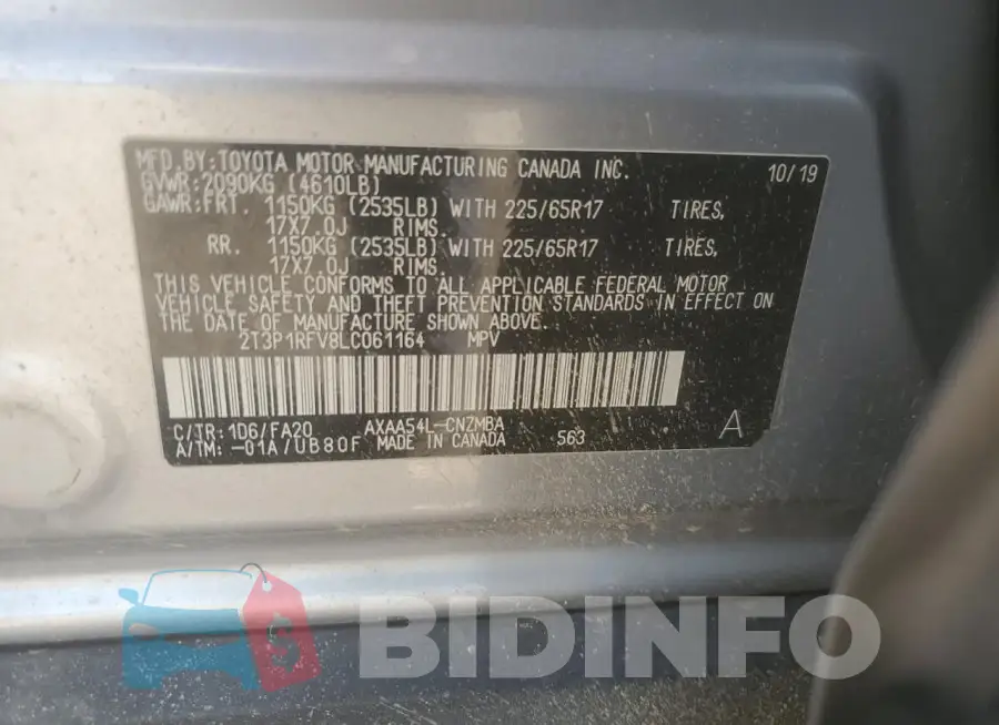 2T3P1RFV8LC061164 Photo# 13