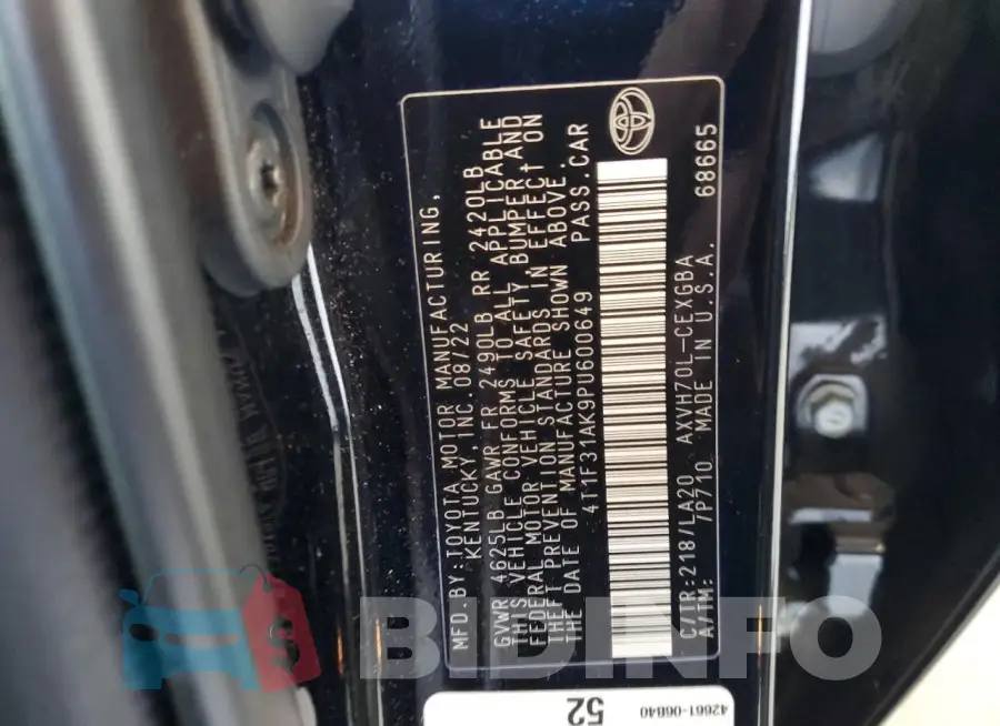 4T1F31AK9PU600649 Photo# 13