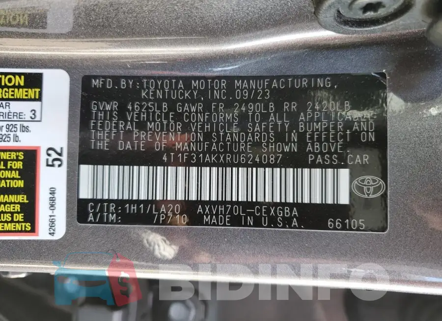 4T1F31AKXRU624087 Photo# 12