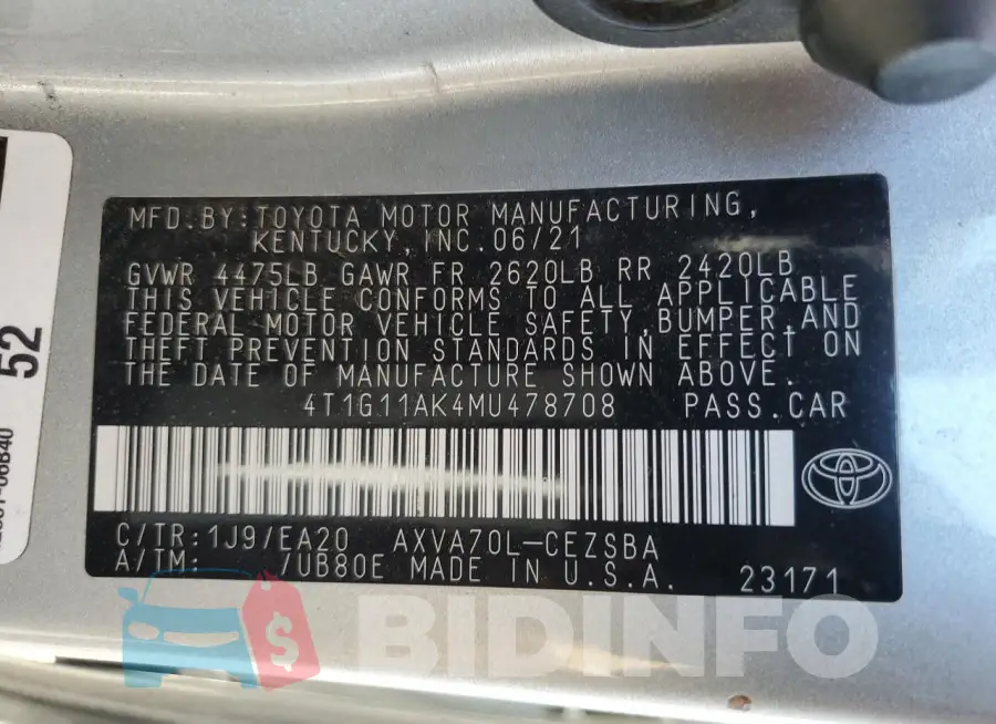 4T1G11AK4MU478708 Photo# 12