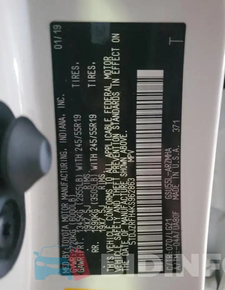 5TDJZRFH4KS962863 Photo# 13