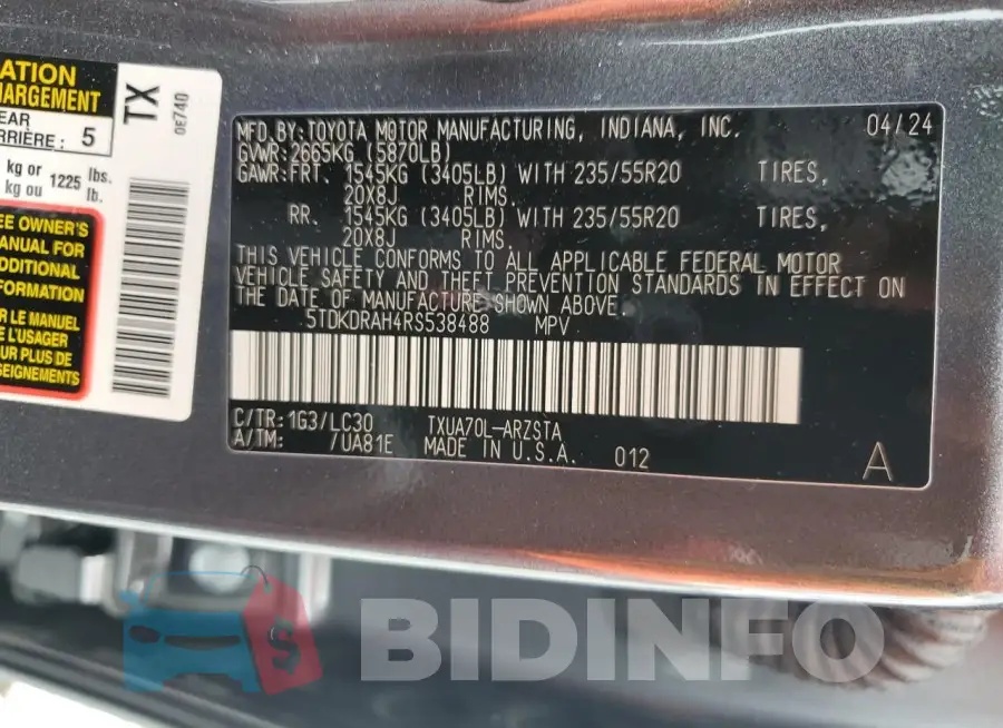 5TDKDRAH4RS538488 Photo# 14