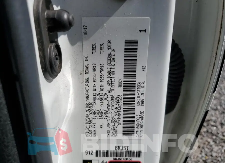 5TFRY5F19JX233283 Photo# 12