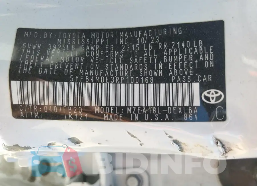 5YFB4MDE3RP100168 Photo# 13