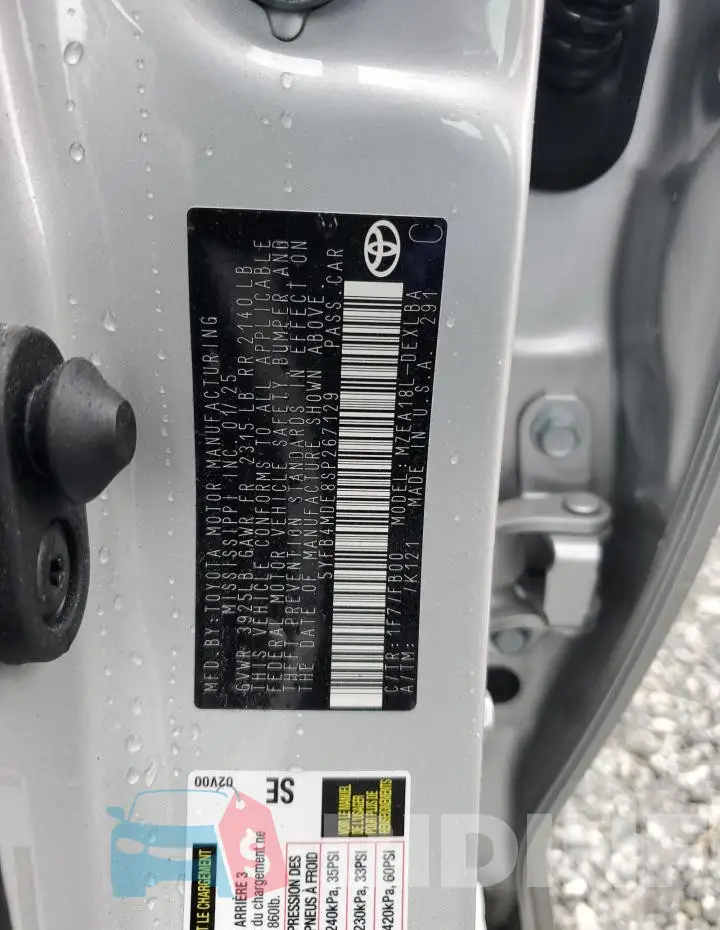 5YFB4MDE8SP267129 Photo# 12