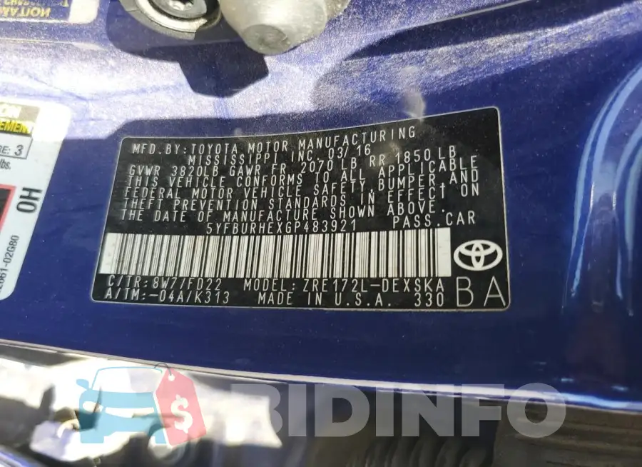 5YFBURHEXGP483921 Photo# 12