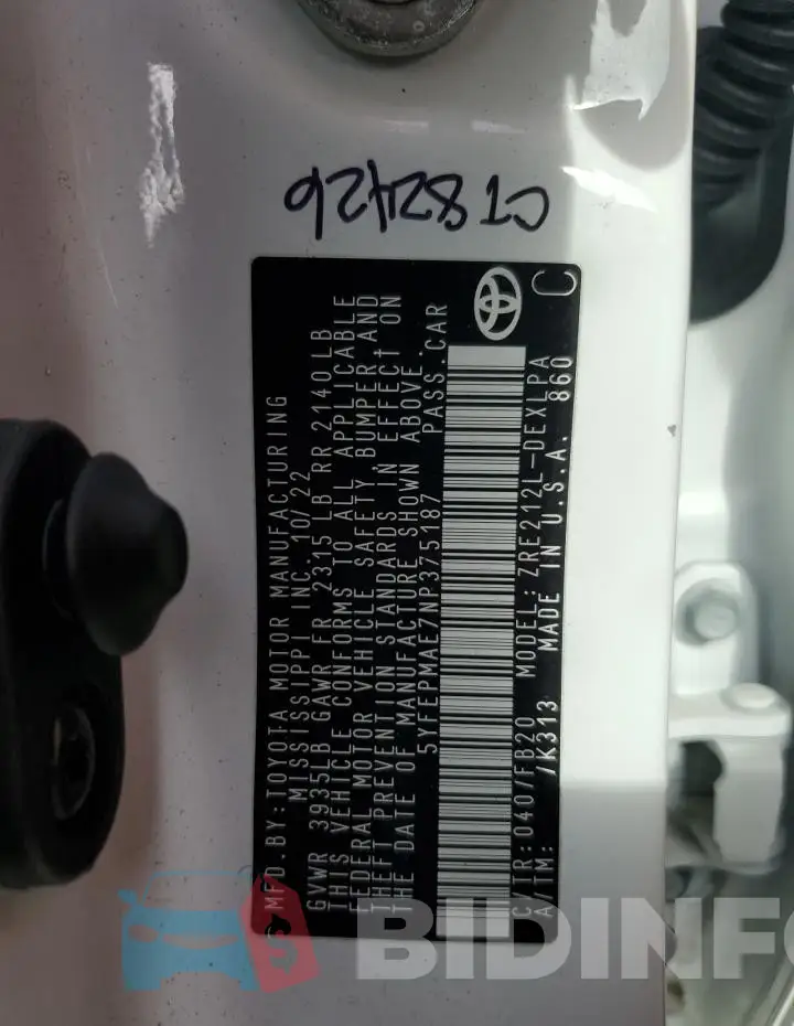 5YFEPMAE7NP375187 Photo# 13