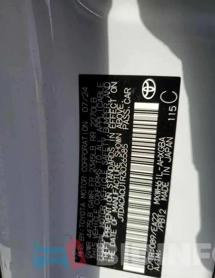 JTDACACU1R3026585 Photo# 12