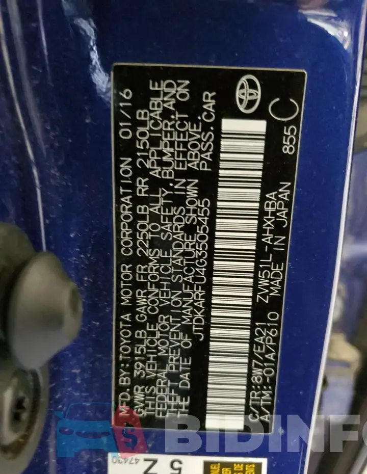 JTDKARFU4G3505455 Photo# 12