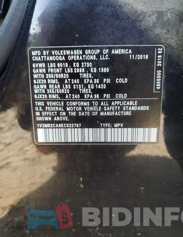 1V2MR2CA6KC522767 Photo# 13