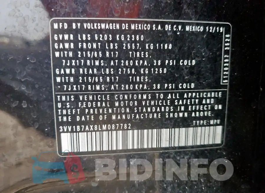3VV1B7AX8LM087782 Photo# 14