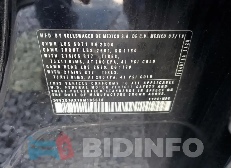 3VV2B7AX7KM185818 Photo# 13