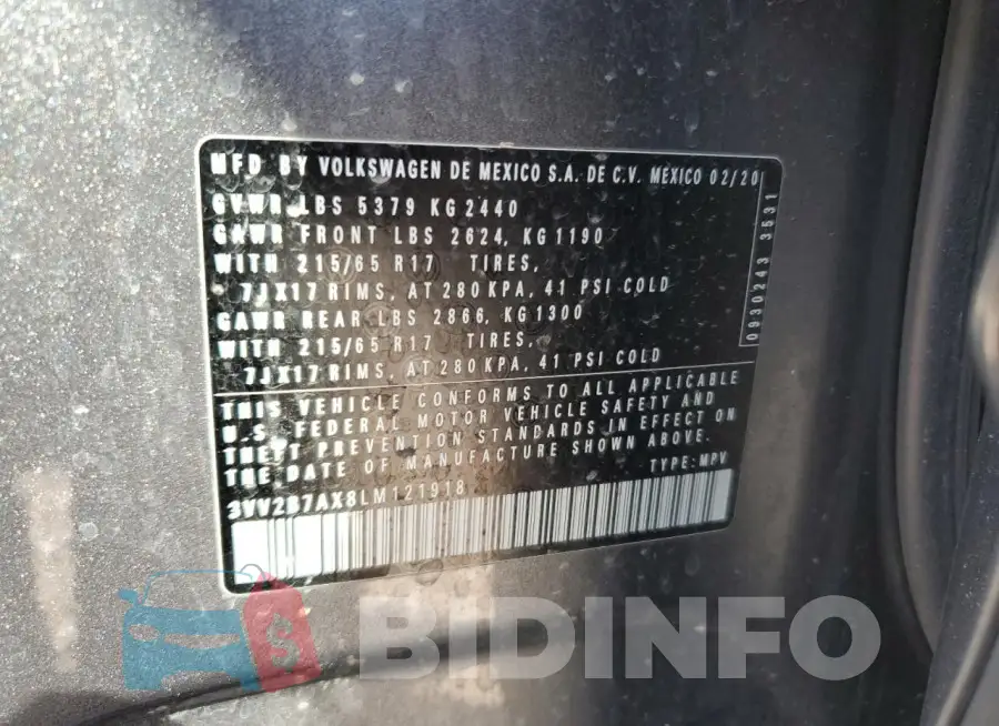 3VV2B7AX8LM121918 Photo# 13