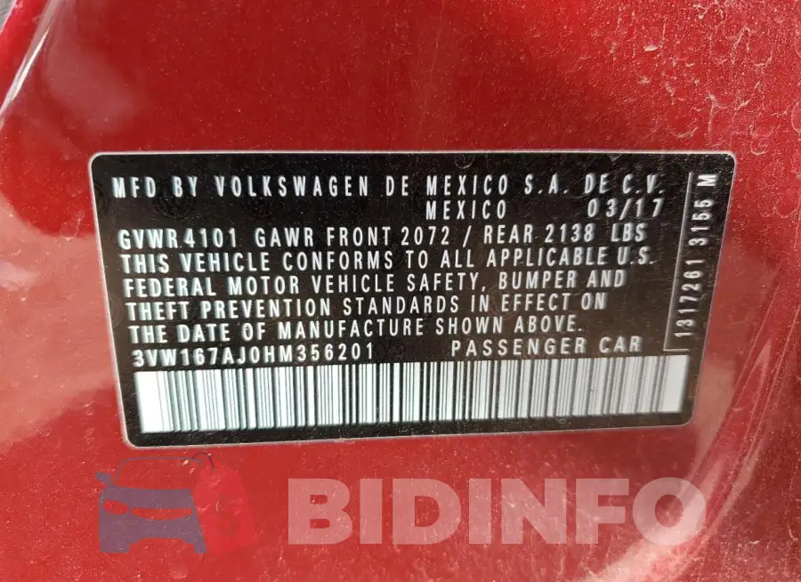 3VW167AJ0HM356201 Photo# 12