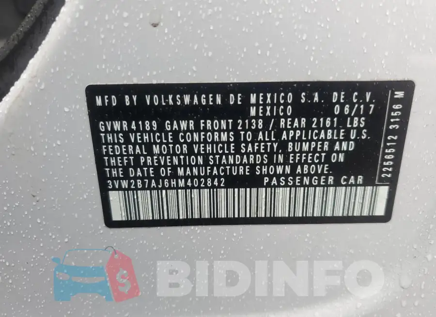 3VW2B7AJ6HM402842 Photo# 12